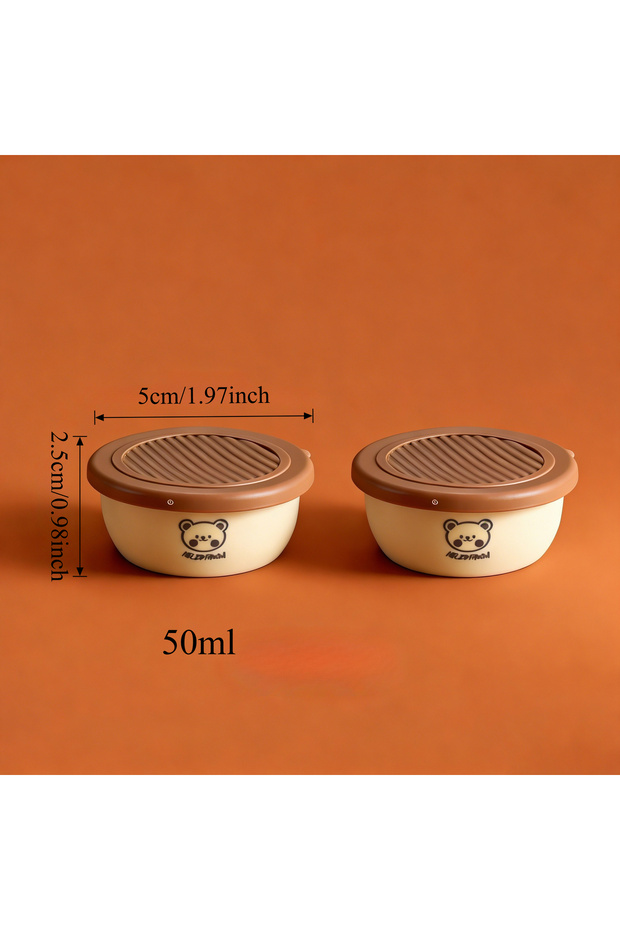WORTHBUY Bear Brown 2pcs 2/6pcs Mini Salad Sauce Container Outdoor Portable Plastic Sauce Cup with L
