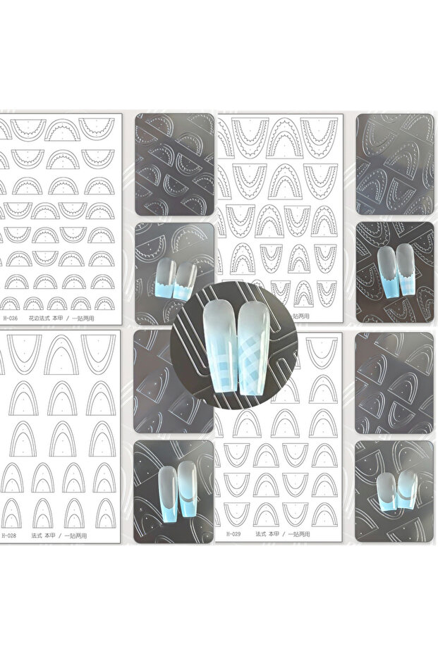 5 Sheets 5Pcs Hollow Lace French Nail Art Stickers Self-Adhesive Slider Nail Art Decals Decoration D