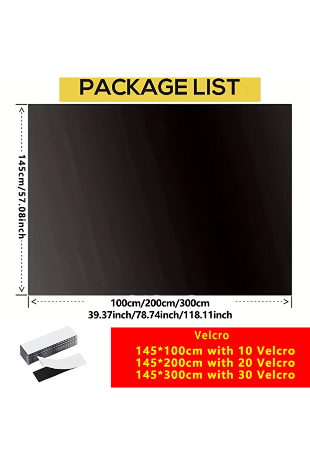 145x100cm With Velcro Tool Set 100% Blackout Window Cover Darkest Light Block Black Privacy Film Ant