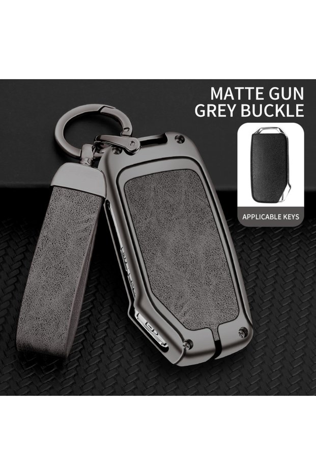 GUN SHELL GREY Metal Leather Car Key Protection Shell Case Cover For Kia Sportage Ceed Sorento Cerat