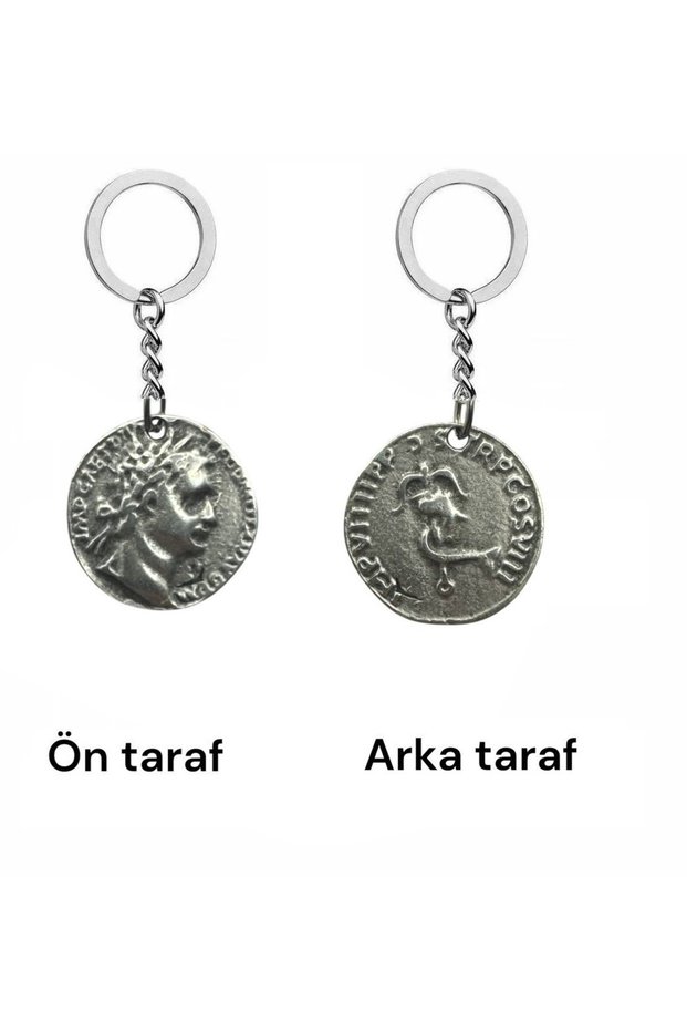 Thetis Roman Coin Keychain with Sea Goddess Figure – Double Sided – 1 Piece – Metal Unisex Accessory