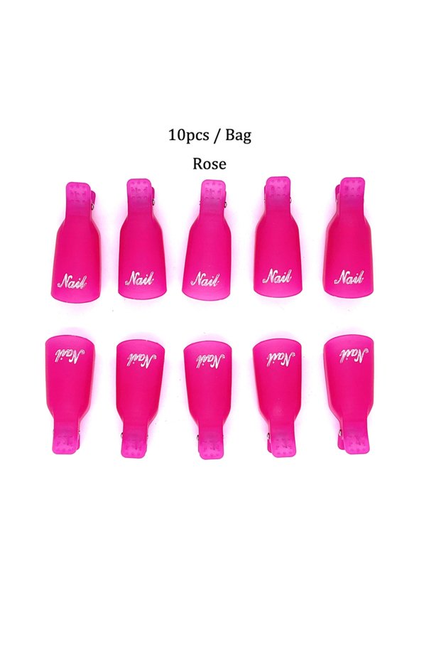 Rose 10 Pcs/Bag Colorful Acrylic Nail Art Soak Off Cap Clips Nails Cleaning Manicure UV Gel Polish S