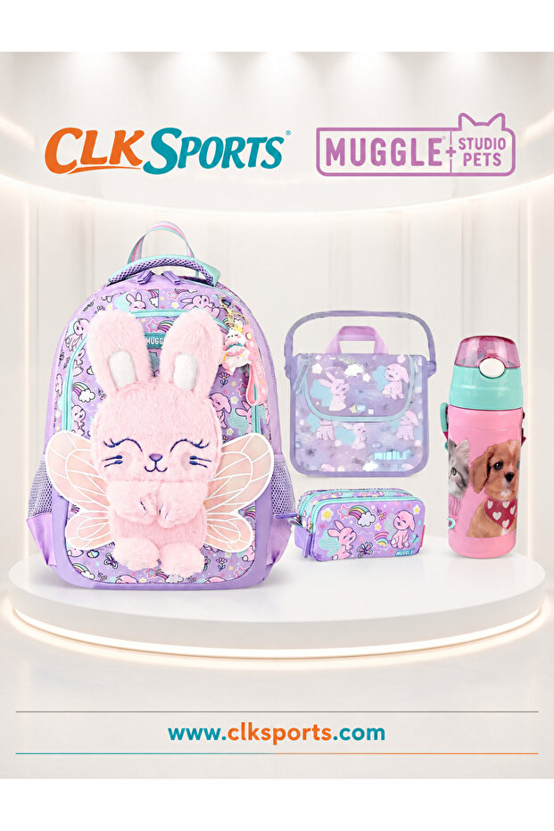 College School Bag, Lunch Bag, Pen Bag - Keychain and Steel Flask 500 ml Gift