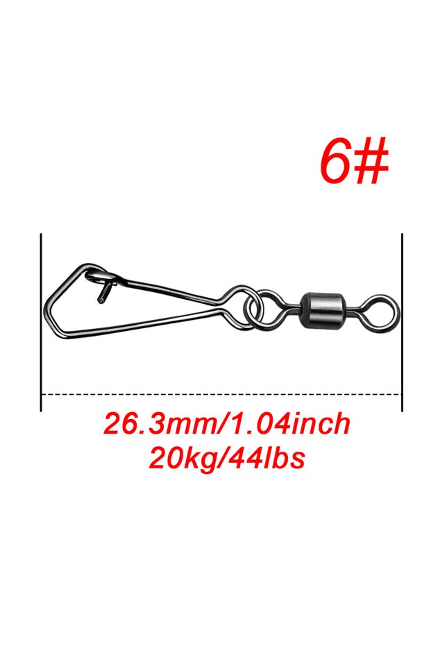 25pcs 6 FishTrip Fishing Lure Connector Swivel Snap Fishing Barrel Rolling Swivel Fishing Quick Pin