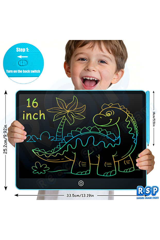D 16 Inch Blue 16/12/10.5/8.5Inch LCD Writing Tablet Color Drawing Board Doodle Chalkboard Children'