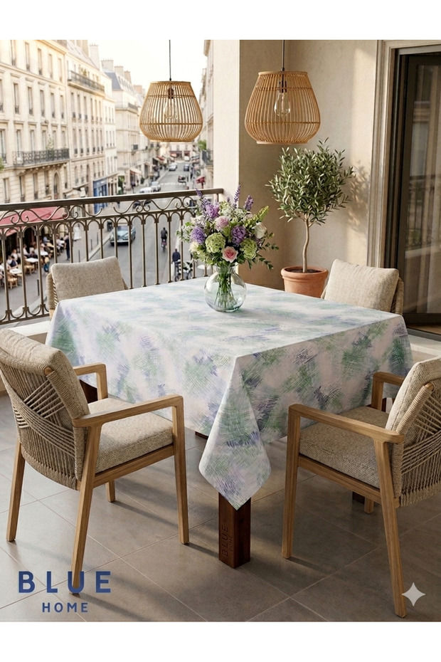 Tablecloth Fiber-Lined Pvc Non-Slip Stain-Resistant Wipeable Kitchen and Garden Table Cover.