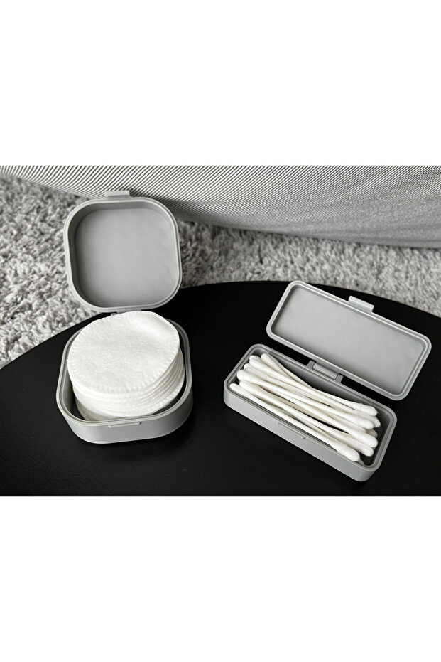 🧴 Set of 2 Q-Tips & Cotton Pads Travel Case Set – Portable Cosmetic Organizer with Dual Compartments