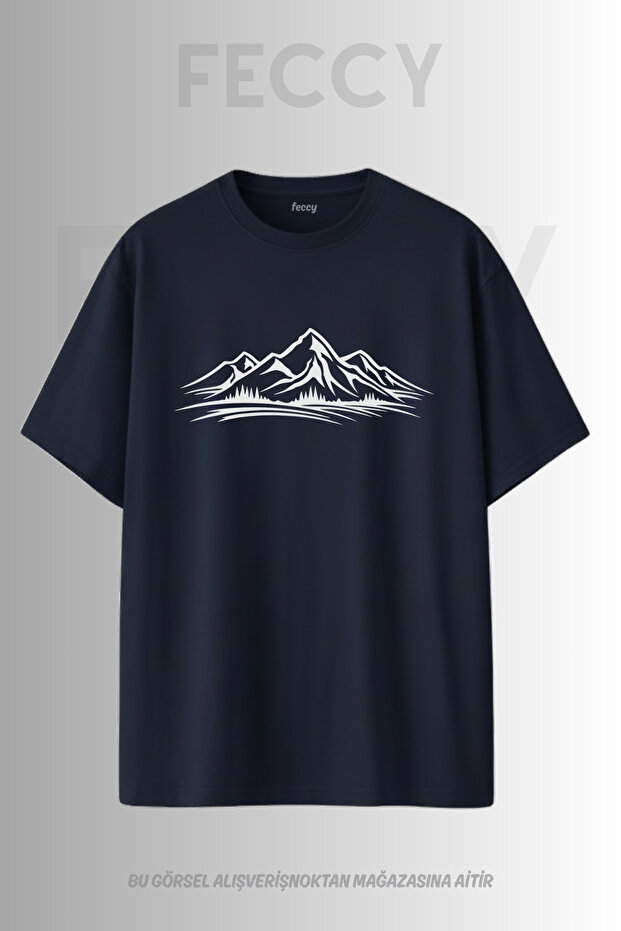 Premium Mountain Printed Hunter Theme Unisex Oversize Women's T-Shirt Men's T-Shirt Cotton Oversize T-Shirt