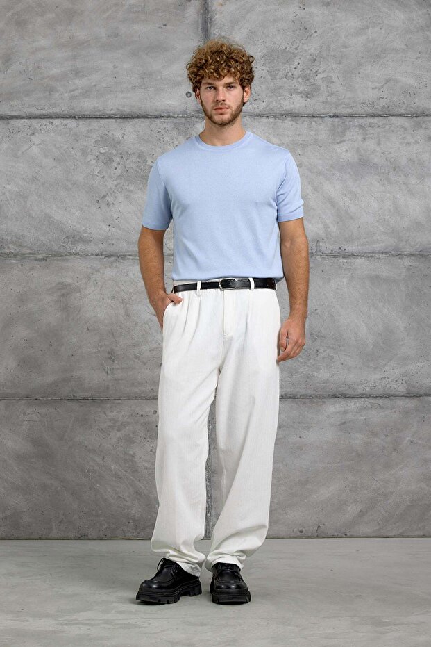Men's T-Shirt Dp Crew Neck Baby Blue Regular Fit Crew Neck Cotton