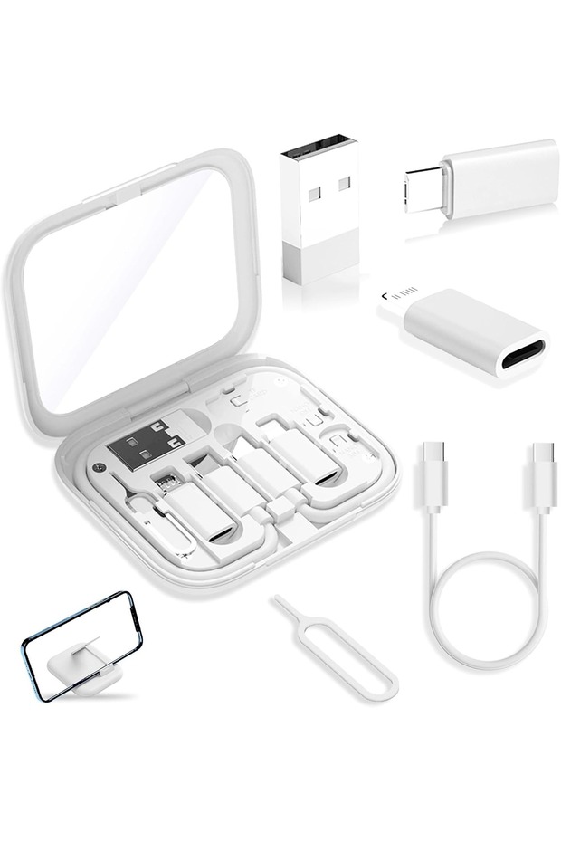 5 in 1 60W Fast Charging Cable Kit with Mirror Portable Travel USB Cable Storage Case