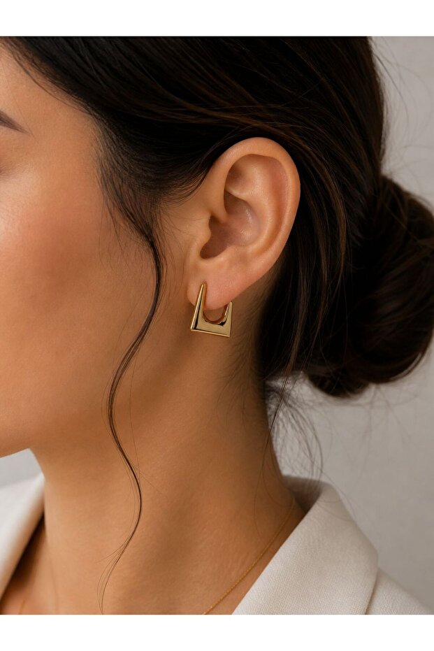 Gold Geometric Steel Earrings