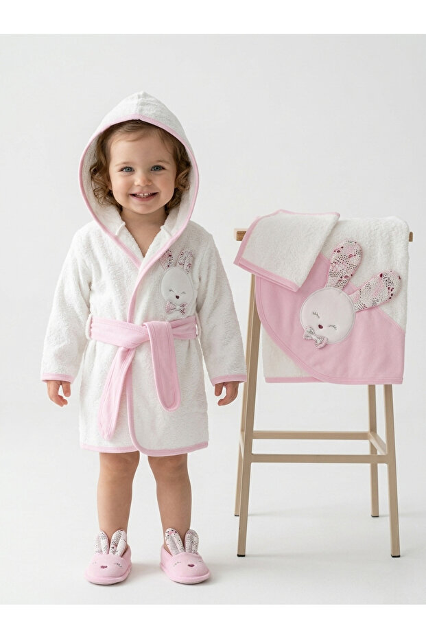 100% Cotton Baby & Kids Bathrobe Set / Bathrobe / Towel / Slippers