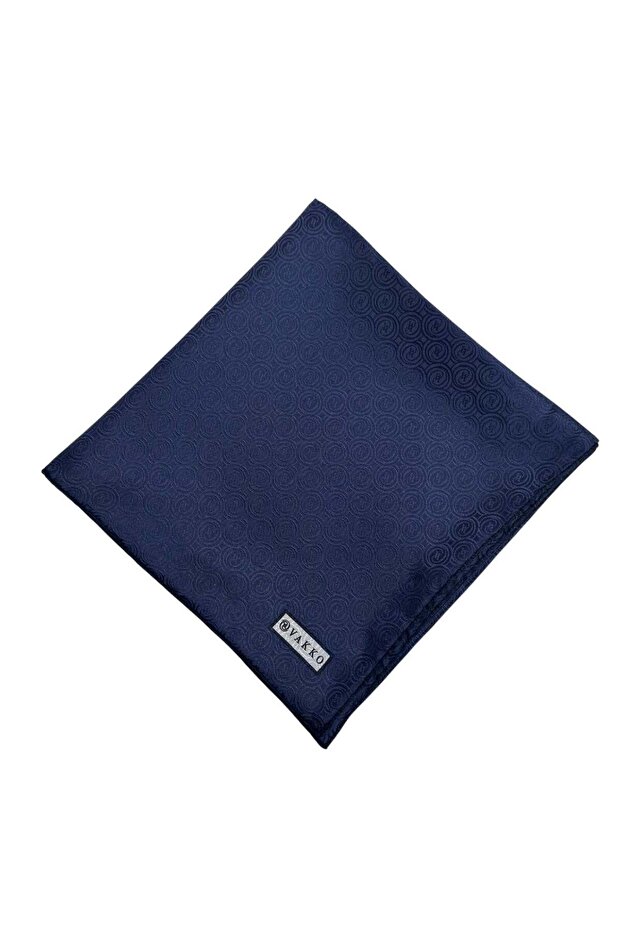Silk Jacquard Monogram Scarf 31815-M-Navy Blue
