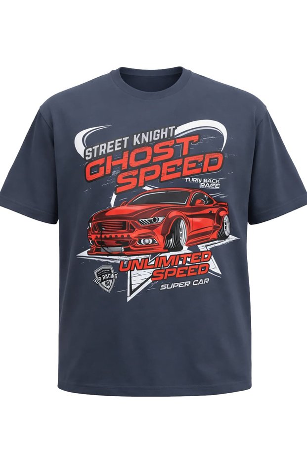 Plus Size Printed Single Jersey Crew Neck T-Shirt Speed