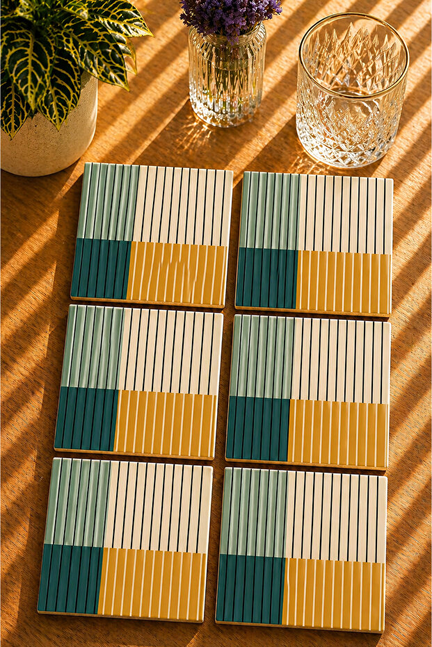 Abstract Design Set of 6 Coasters - Uv Printing Mdf - 10X10 cm