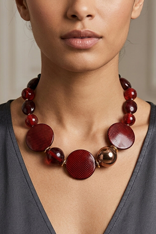 Bordo Acrylic Design Necklace