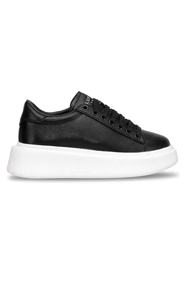 121230109 Grace Leather Unisex Sneaker Shoes Black-White