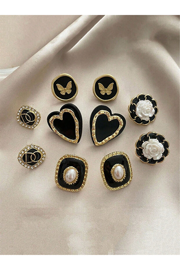 Set of 5 - Assorted Embellished Earrings
