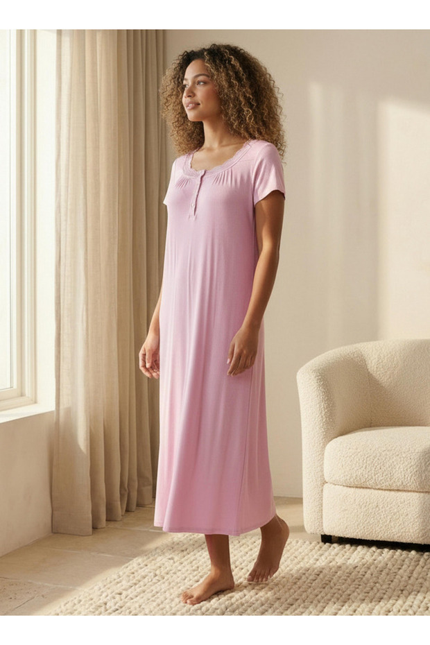 Night Gown Short Sleeve Textured