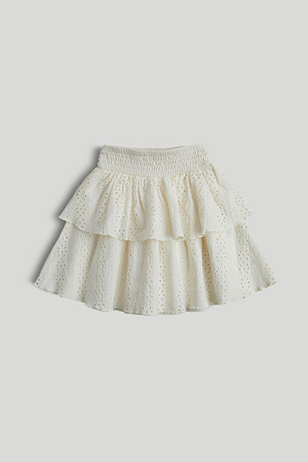 Cream Broderie Ruffle Skirt