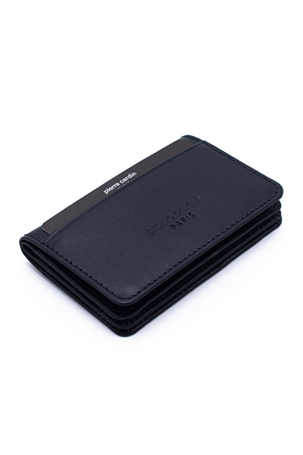 Navy Blue Analin Unisex Leather Card Holder 0188L4Z