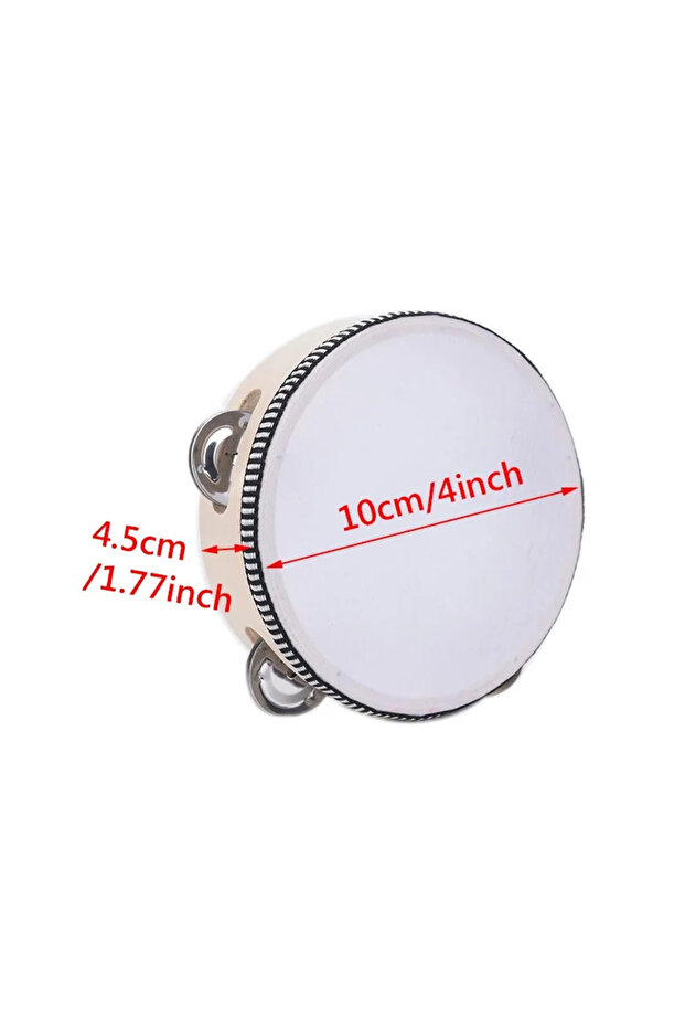 4 inch White Miwayer Professional Wood Tambourine(4/6/8/10“) - Durable Polyester Leather, Anti-Scrat