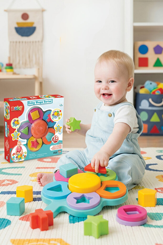 Educational Daisy Bultak Shape and Color Matching Toy 22 Pieces 12+ Months Intelligence Developing Baby Toy
