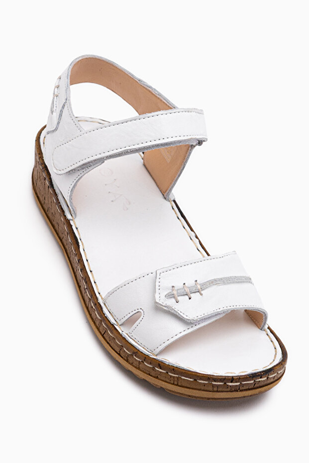 Leone Genuine Leather White Women's Sandals
