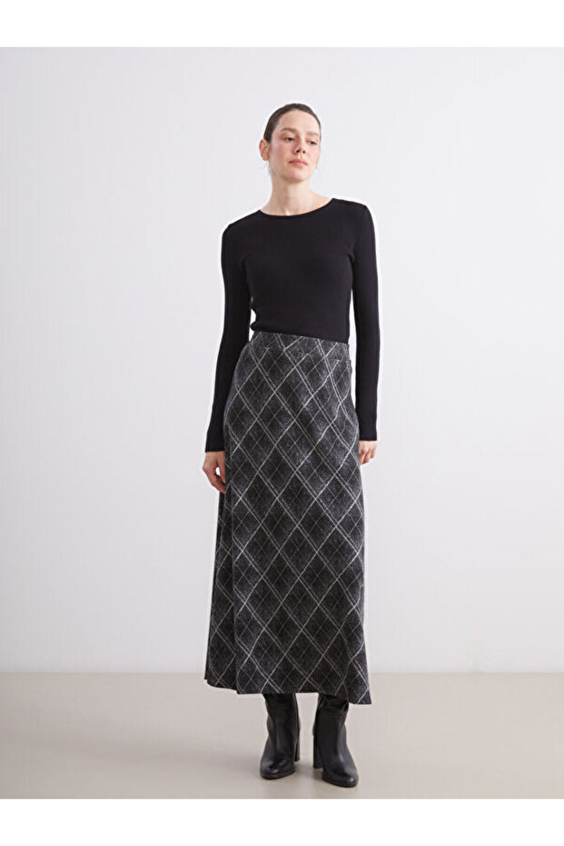 Buy Elastic Waist Baklava Patterned Skirt