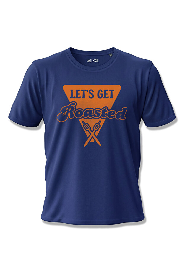 "Let's Get Roasted" Marshmallow Printed 100% Cotton Navy Blue Camping T-Shirt