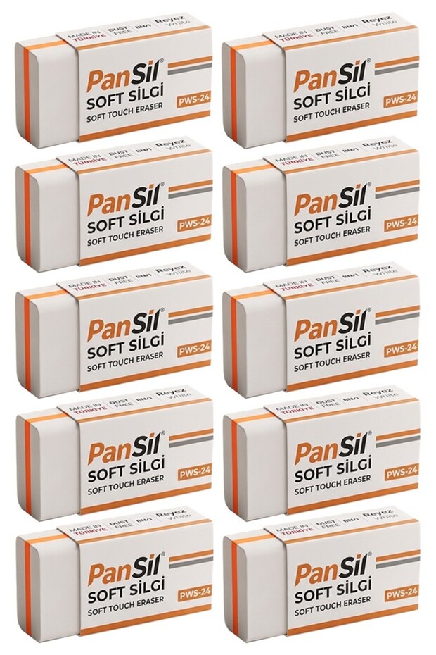 White Eraser Medium Size Soft Eraser 10 Pieces Pansil Soft Eraser Non-Friable School Office Domestic Production Export