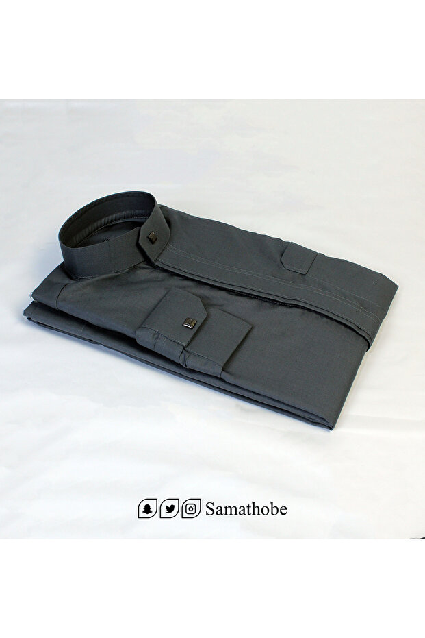 ثوب رجالي جاهز تصميم MG8 لون رصاصي طول 56