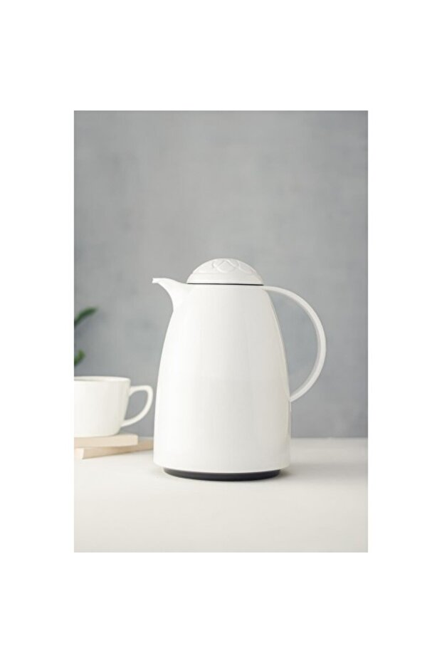 1 Lt Thermal Insulated Tea and Cold Water Thermos Soft White (Keeps Hot for 12 Hours & Has Glass Inside) Lütfe
