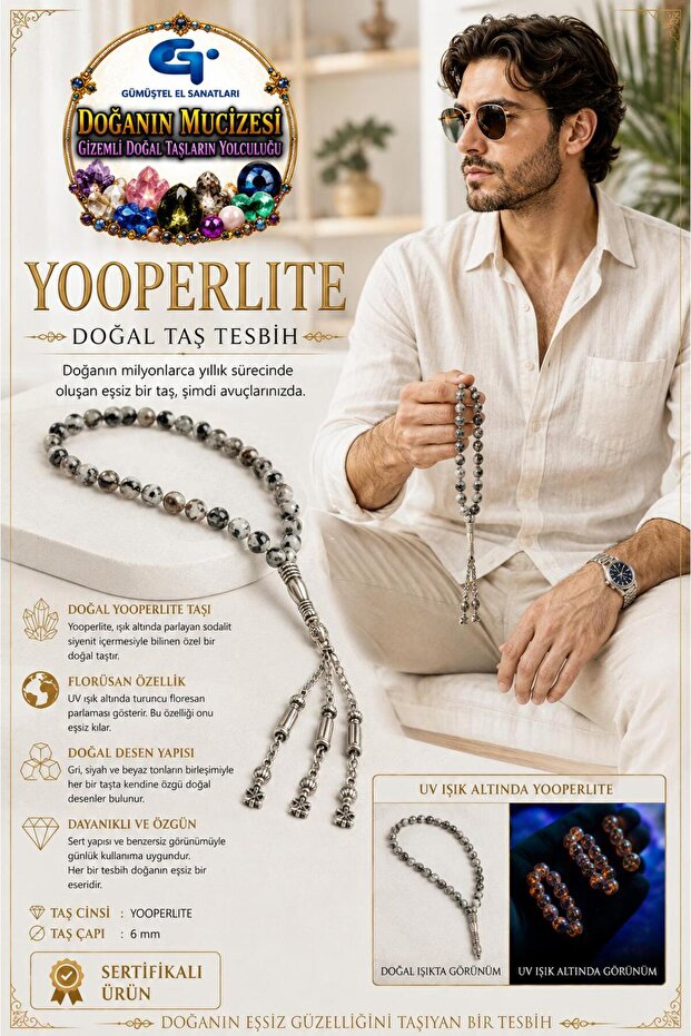 Certified Yooperlite Natural Stone Prayer Beads