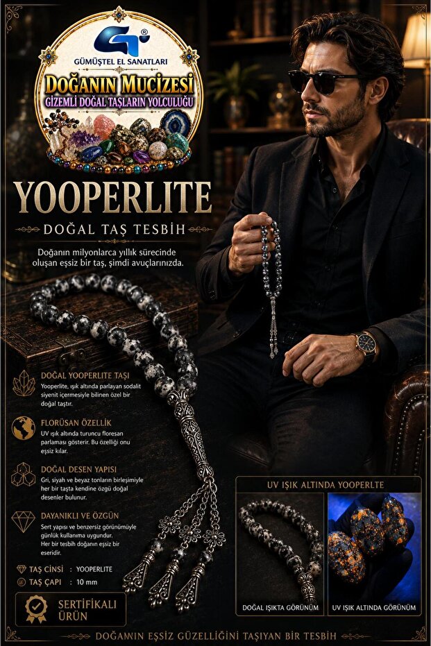 Certified Yooperlite Natural Stone Prayer Beads