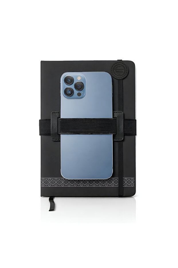 A5 PU Leather Notebook with Phone Holder & Pen Loop – 96 Ruled Pages