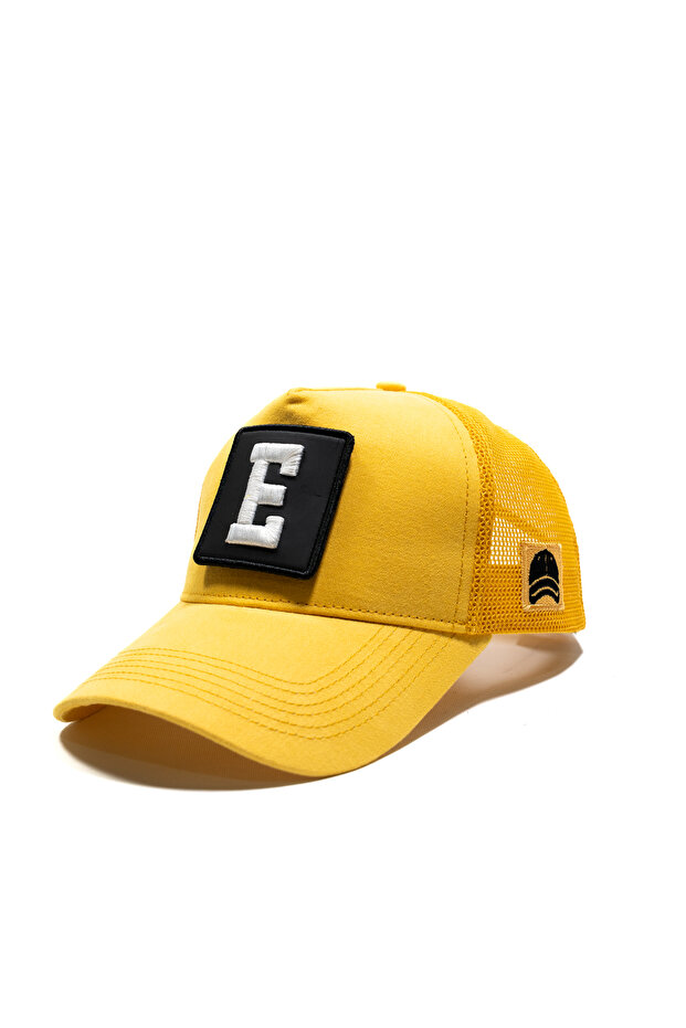 Yellow Mesh Hat with Letter Patch Detail |   Sports Hat Suitable for Daily Use