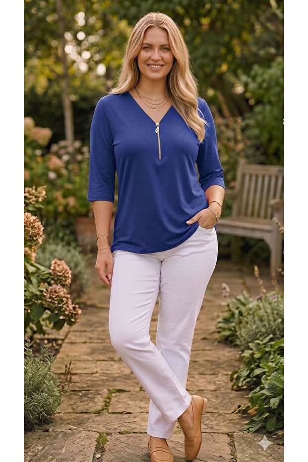 Zippered Blouse - 1