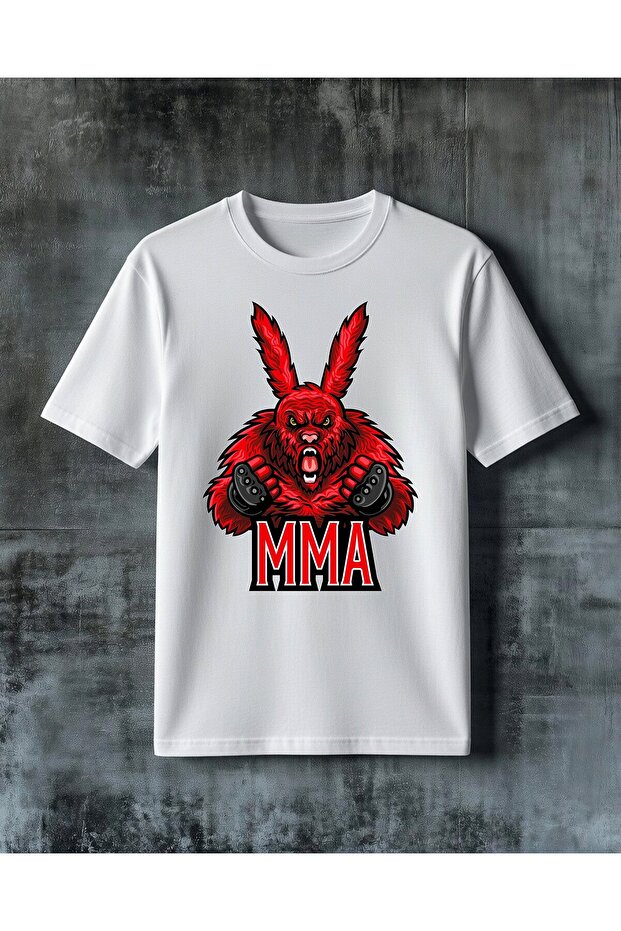 تي شيرت كبير الحجم مطبوع عليه أرنب أحمر من mma