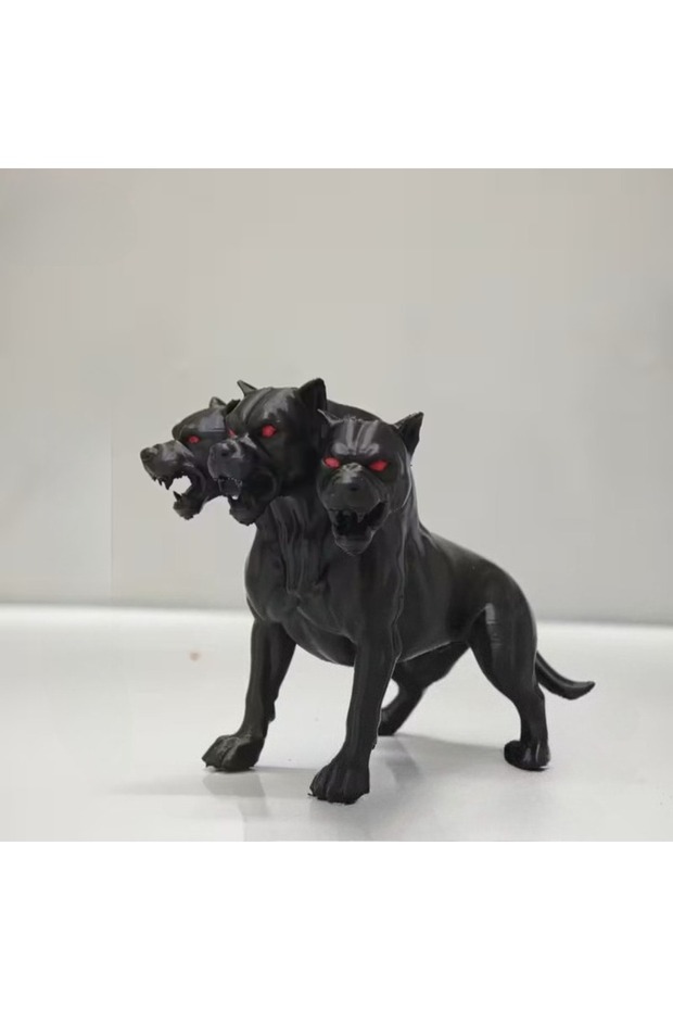 black 1pcs Gothic Style Three Headed Dog Statue - Hellhound Greek Mythical Simulation Animal Statue,