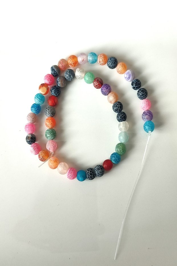 Certified 8 mm Colorful Crab Agate Natural Stone Strand