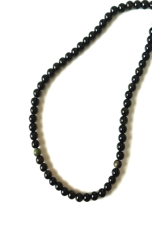 Certified 6 mm Gold Obsidian Natural Stone Strand