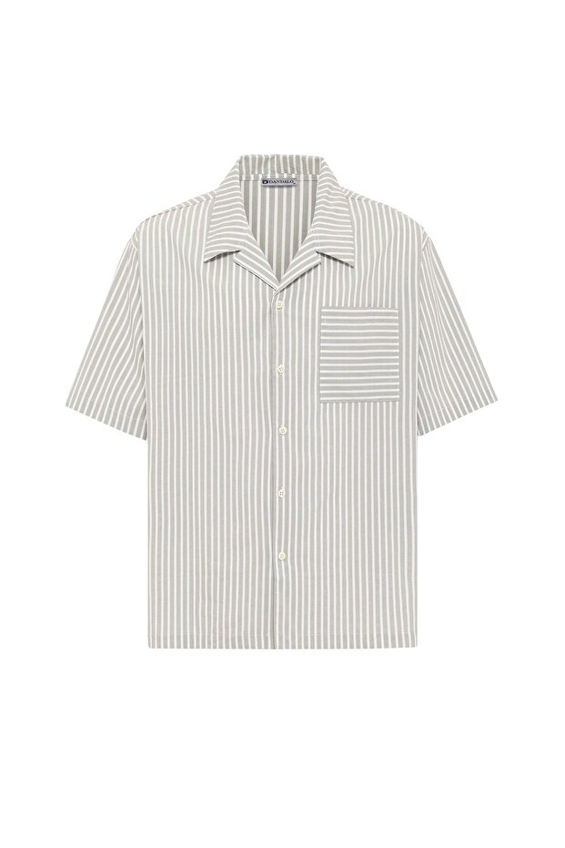 Striped short sleeve oversize shirt