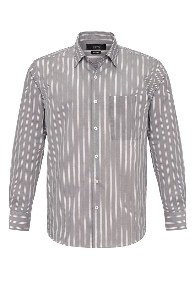 Regular Fit Long Sleeve Striped Men's Shirt