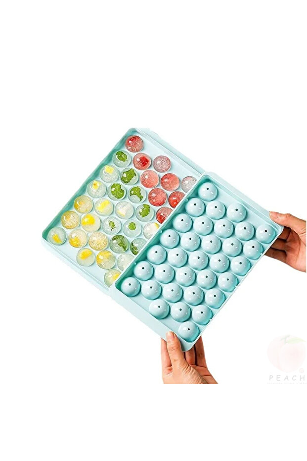 Blue 3D Round Ice Cube Tray With Lid Ice Ball Creative Homemade Ice Compartment Ice Cube Model 33 Co