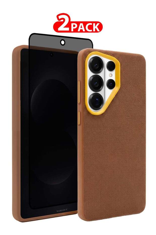 Vegan Leather Case for Galaxy S26 Ultra - 2 Packs - 1 Cover and 1 Privacy Screen Protector - Slim Fit