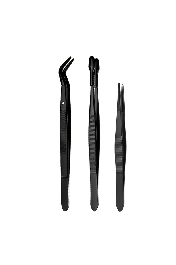 3pcs 2/3/5/6pcs Tweezers with Tips Tweezers PVC Silicone Coated Non Marring Flat Tip Ben...