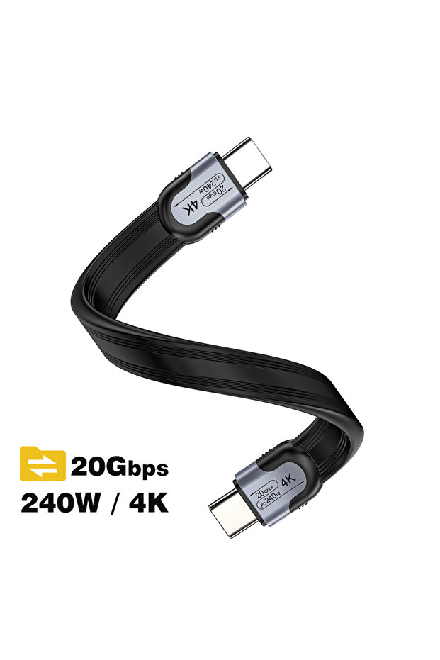 كابل USB-C إلى USB-C بطول 0.3 متر، سرعة نقل 20 جيجابت في الثانية، قدرة 240 واط، دعم 4K، كابل UGOURD USB3.2 Gen2*2 مسطح متعدد الاستخدامات