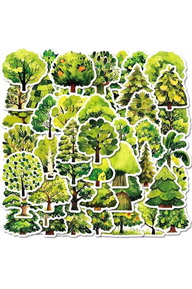 50Pcs 50pcs Outdoor Green Forest Trees Stickers DIY Luggage Notebook Motorcycle Laptop Decals Statio