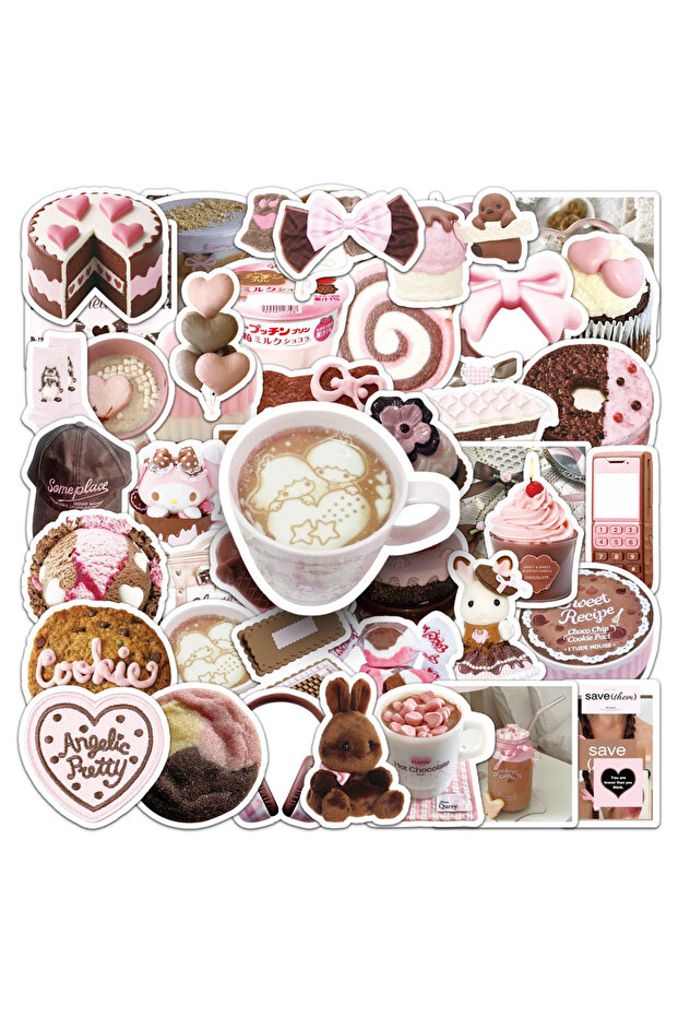 50PCS 50PCS Pinkish Brown Stickers Graffiti Stickers DIY Diary Phone Case Handmade Scrapbook Aesthet